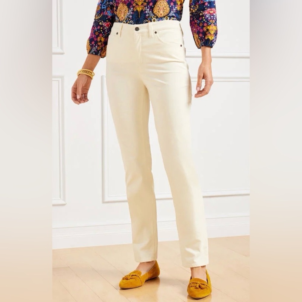 Talbots Cream Straight-Leg Cotton Pants
